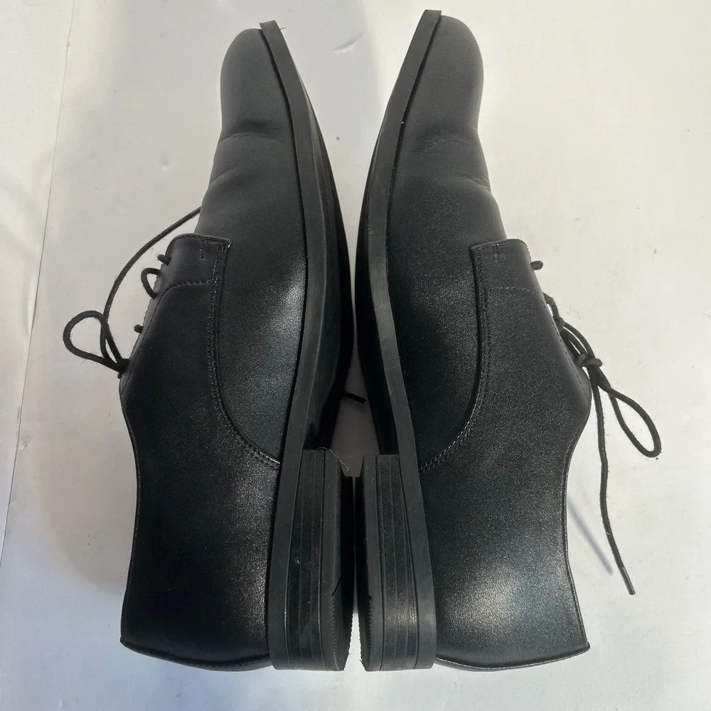 H&M Mens Black Leather Lace Up Oxford Dress Shoes‎ Size 7.5 US 40 EUR